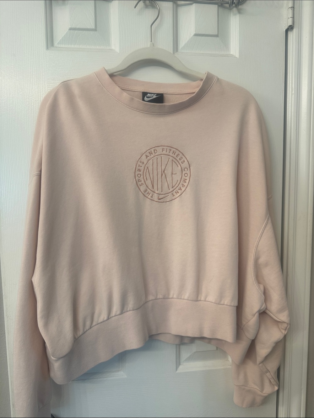 Nike Women's Crewneck Sweatshirt - Blush Pink Embroidered Logo